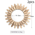 European style solid wood hanging mirror with handmade finish in baked colour