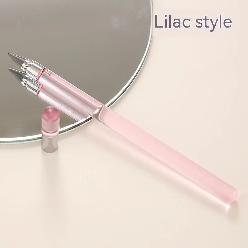 Transparent acrylic eternal mechanical pencil with alloy tip shown in multiple colour options