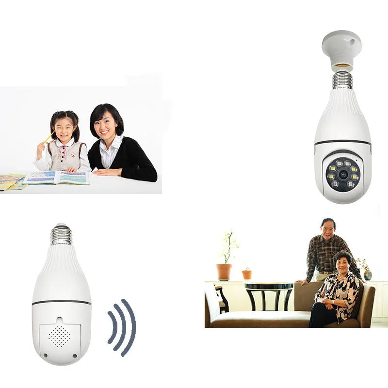 Minions-themed wireless surveillance IP camera on a stand with a wide-angle lens.