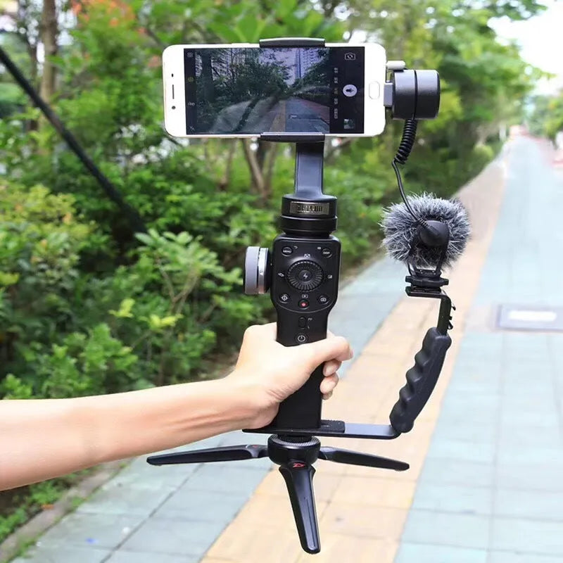 Black aluminium alloy mobile stabiliser handheld holder for smartphone video recording