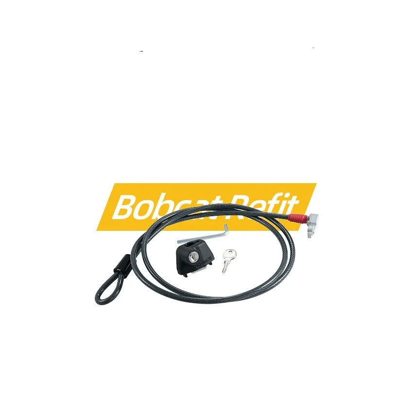 Roof platform steel cable lock with plastic sheath securing equipment