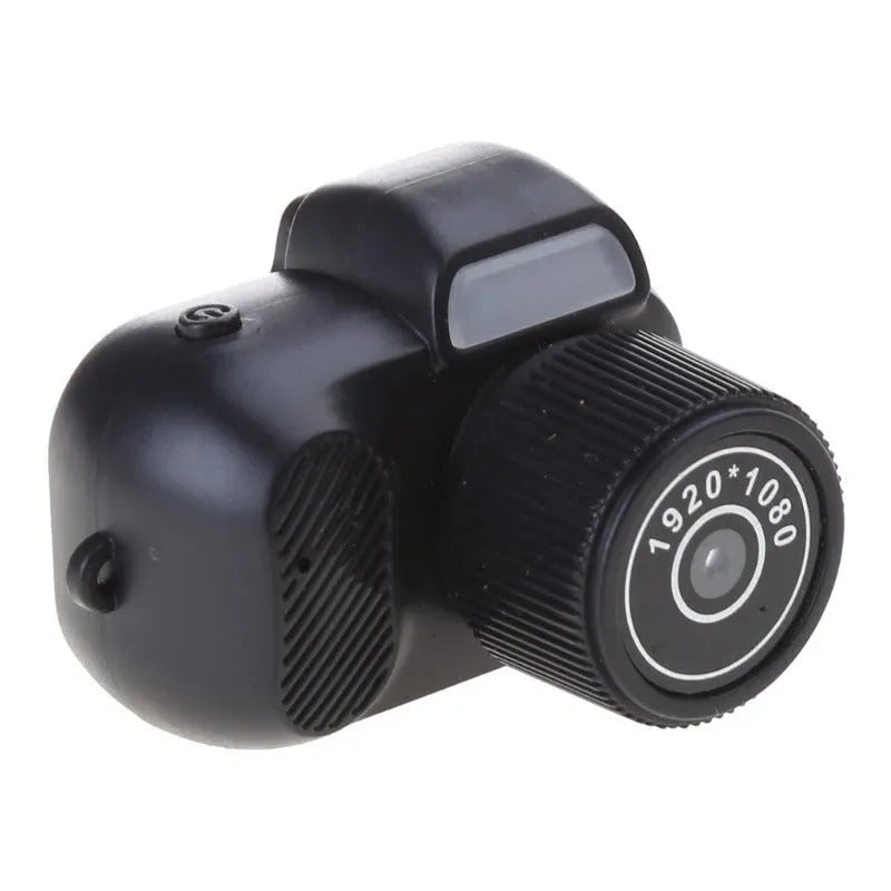 Retro mini camera in black with display screen, 1080p HD portable camcorder for home and outdoor recording