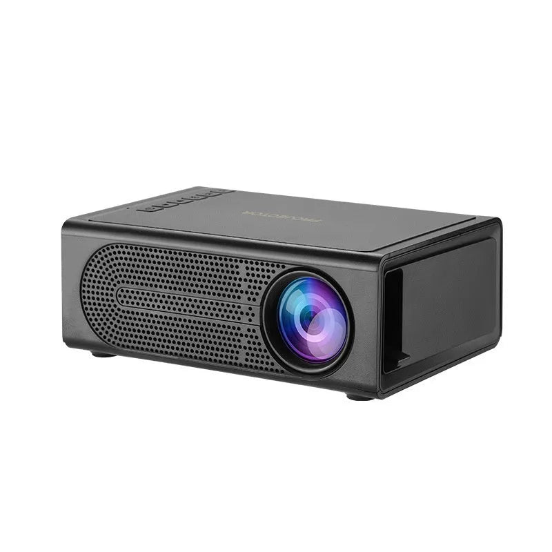 Portable mini projector in black or white colour with wired mobile phone connection capability