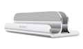 Silver aluminium alloy tablet computer bracket on a desktop