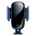 Universal smart car bracket for mobile phones with adjustable clamp dashboard mount in black, blue and silvery colours