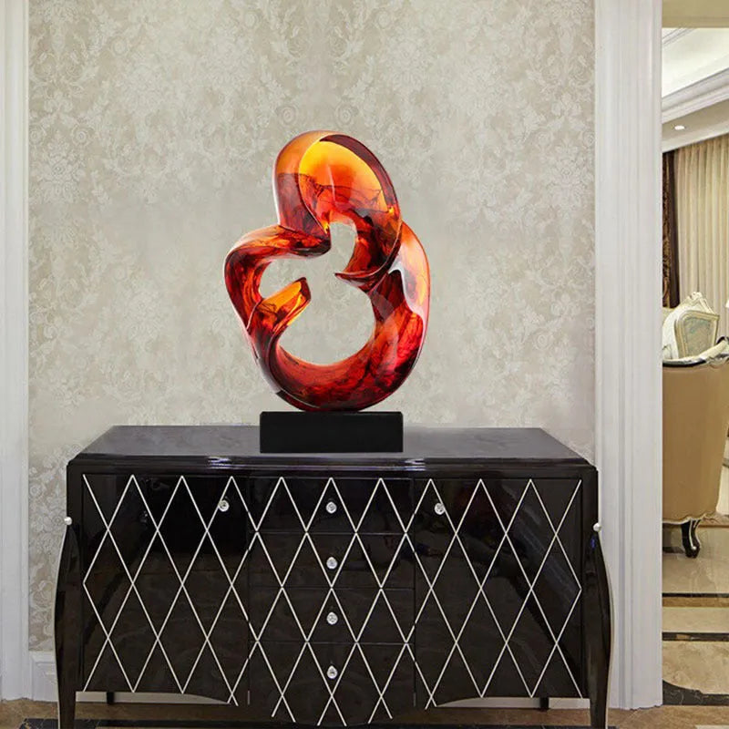 Transparent glass resin craft ornament in modern minimalist sculptural style
