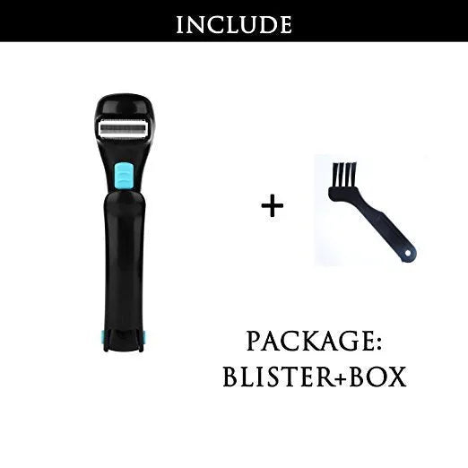 Battery powered back electric shaver with collapsible long handle in black