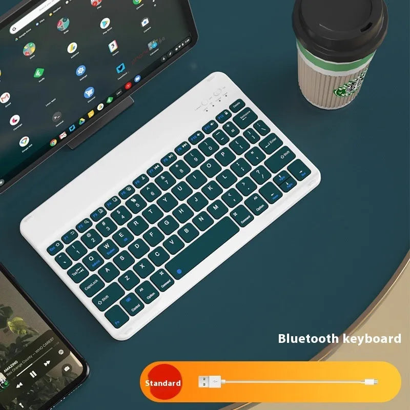 Bluetooth keyboard with rechargeable mouse in multiple colour options including white, green and pink