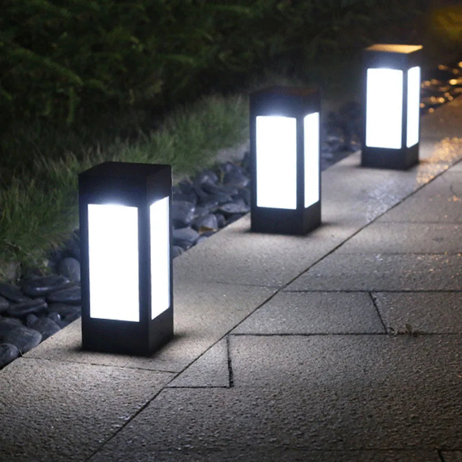 Solar-powered waterproof garden lights for outdoor wall and lawn illumination