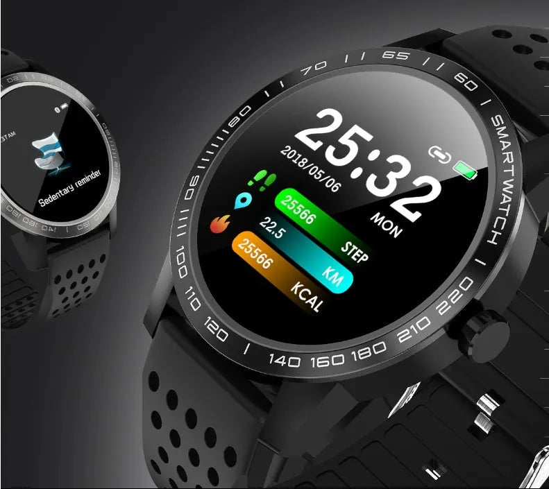 T2 colour screen smart bracelet in black showing heart rate data on display