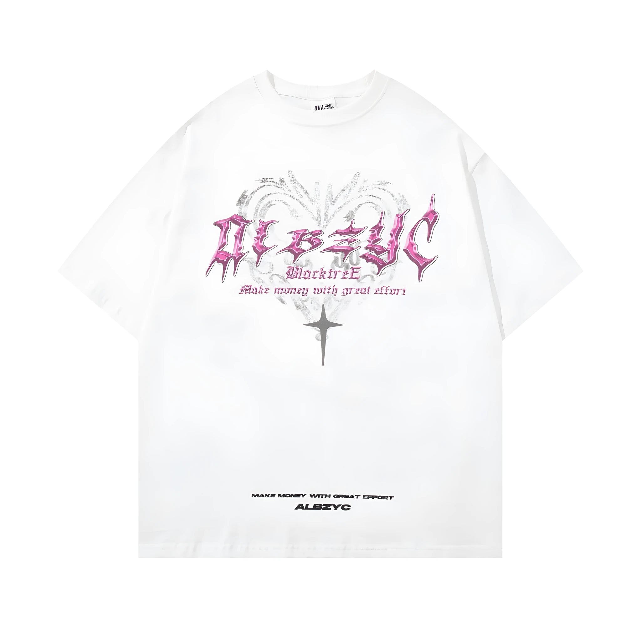 Men's black retro print cotton t-shirt with short sleeves and round neck.