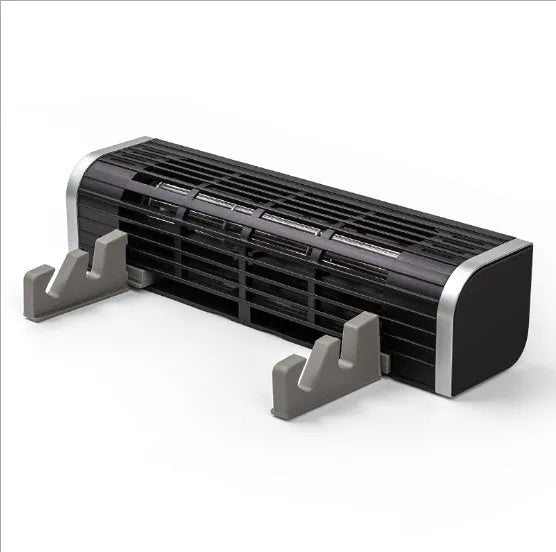 Black notebook cooling pad with USB cable, dimensions 294mm long by 65mm high.