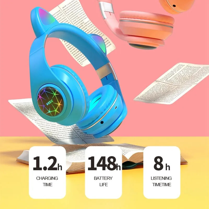 Cat ear wireless sports Bluetooth headset in six colours with head-mounted design