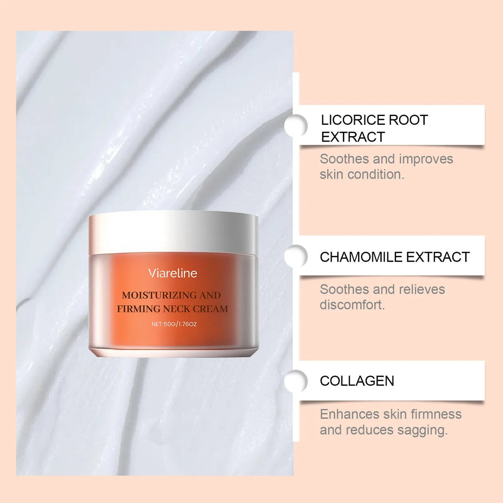 50g neck contour moisturising cream jar with 6.3x6.3x4.5cm packaging dimensions