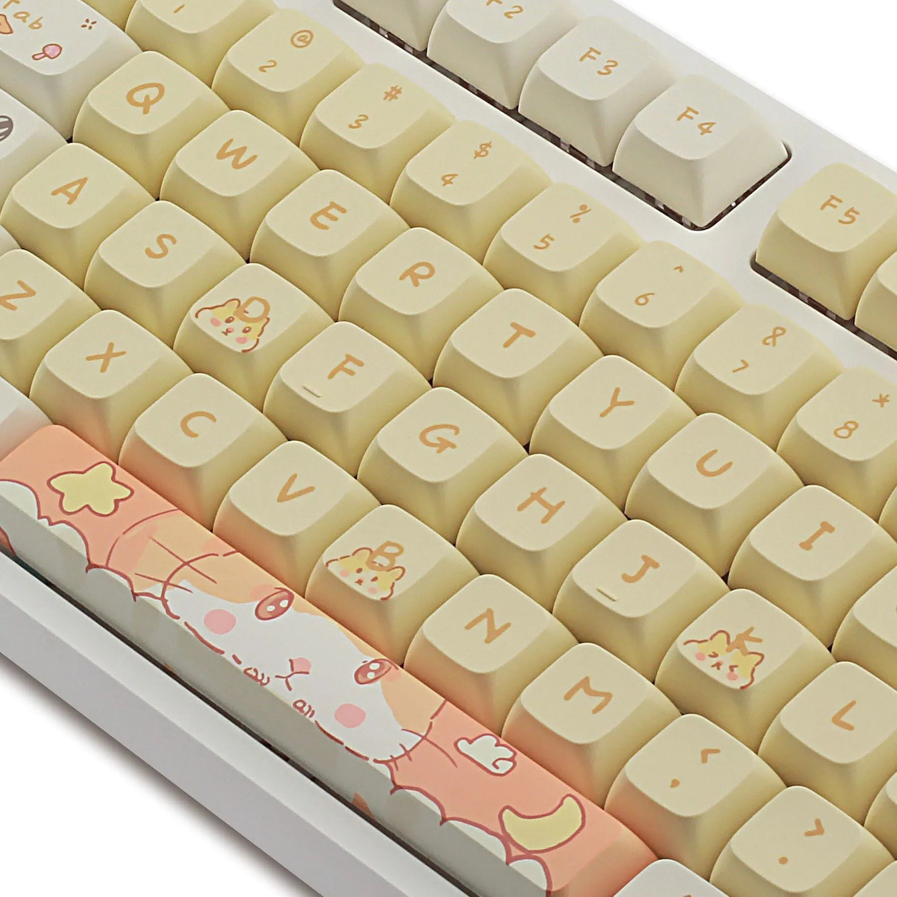 Custard design mechanical keyboard keycaps for 68 75 98 100 column layouts in grey and yellow colours