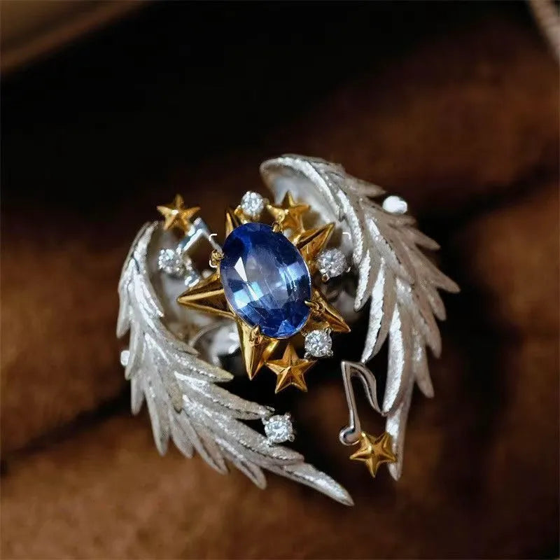 Adjustable open mouth geometry alloy ring with oiled finish for US size 8