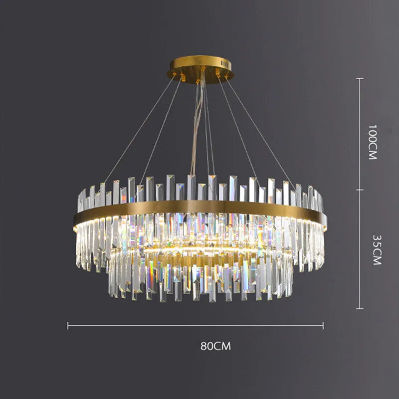 Adjustable height crystal chandelier ceiling light with fish-shaped design and stainless steel construction