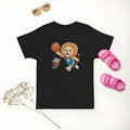 Cotton cartoon short sleeve t-shirt for children, black, with letter print, neutral unisex summer top
