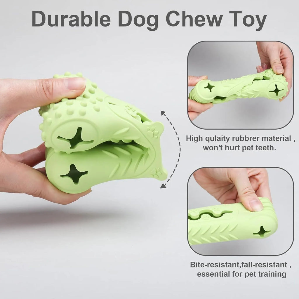 Blue bone-shaped natural rubber dog chew toy for aggressive chewers with textured surface.
