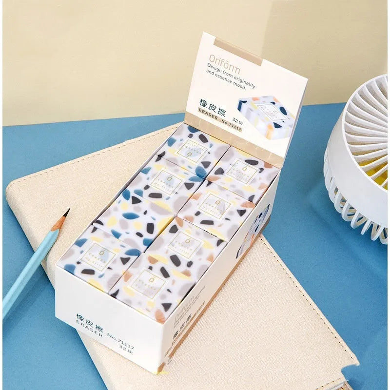 Brick-shaped traceless rubber eraser for pencil corrections