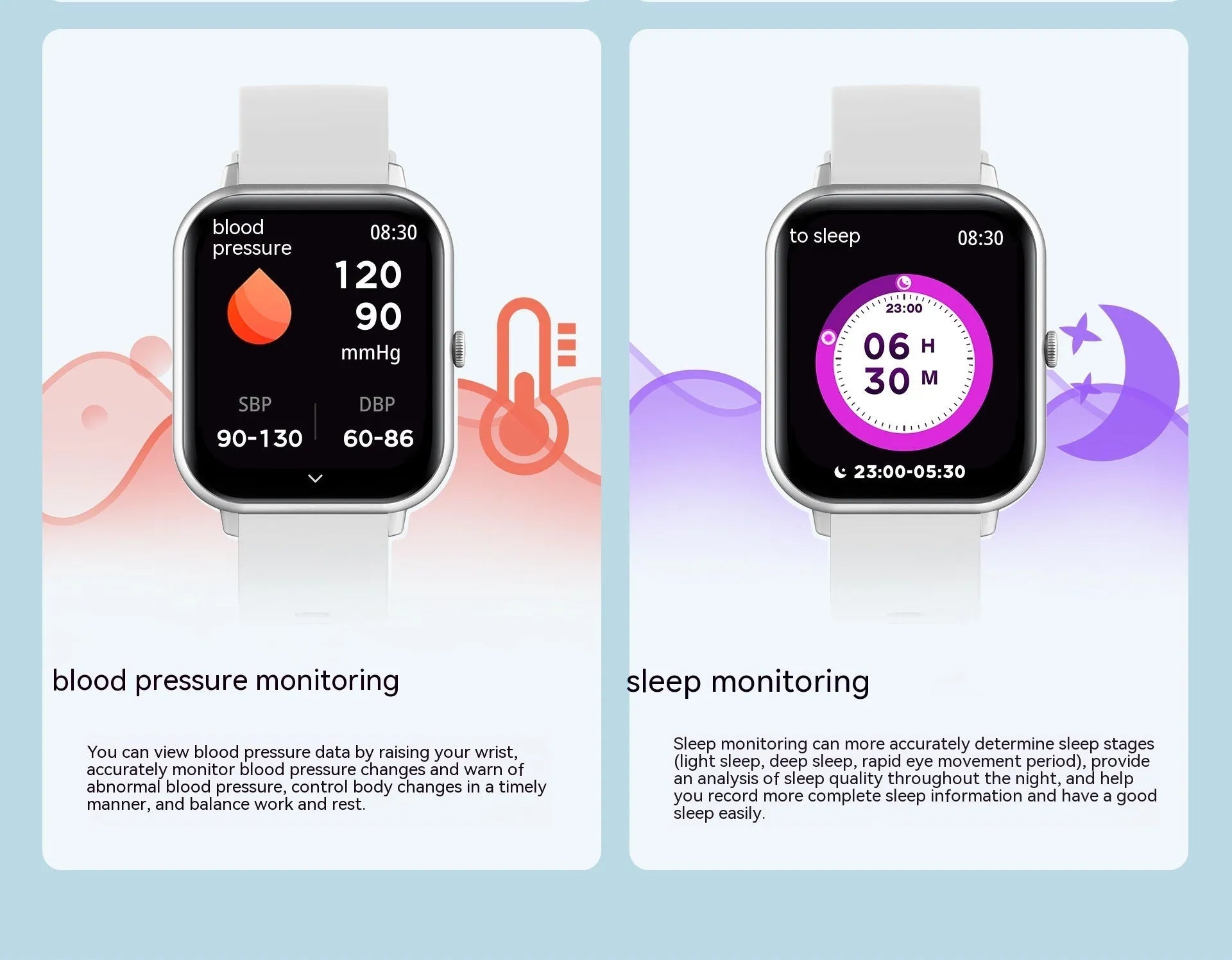 One-Click Link AI Voice Bluetooth smart watch showing heart rate display on a TFT touch screen.