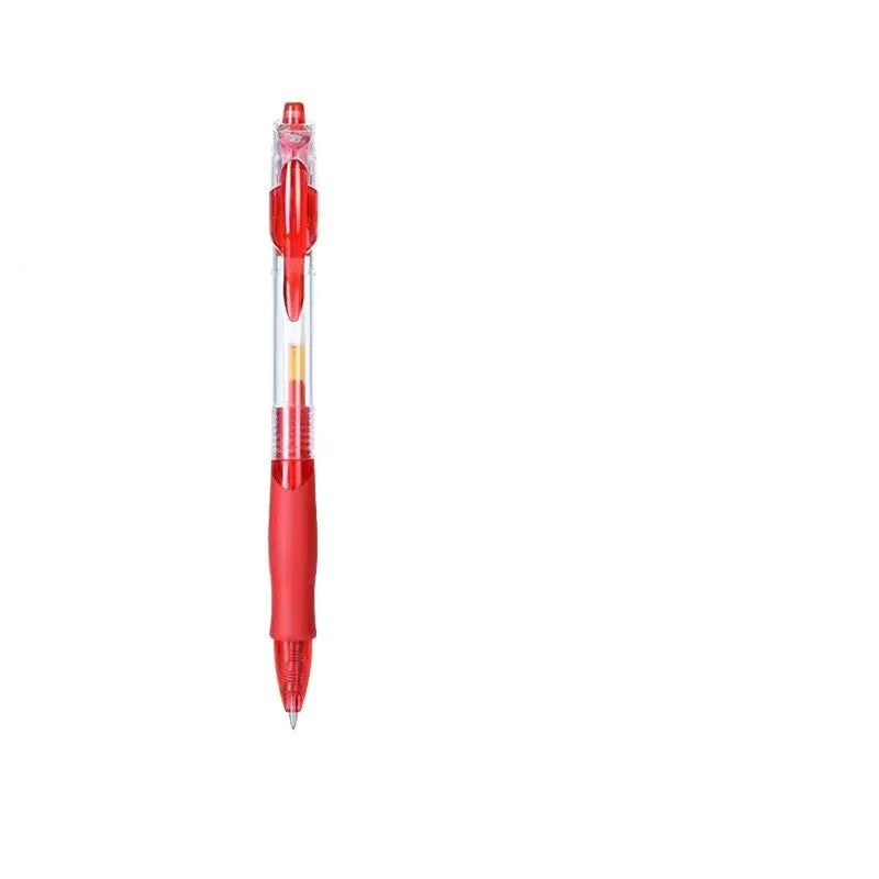 0.5mm gel pen in plastic construction with black, red and blue ink colour options