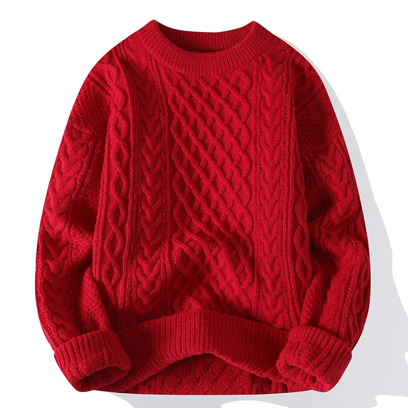 Men's fashion twist knitwear pullover in Vinylon fibre available in khaki, gray, black, green, beige, blue, and red