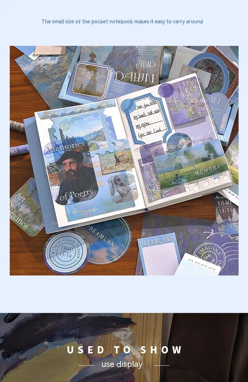 Creative journal gift box with A6 plaid notebook and accessory set including paper, stickers, cards, and photo frames