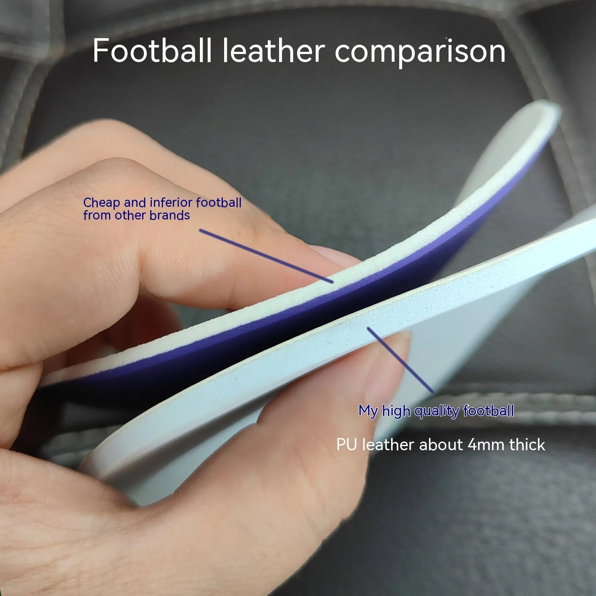 Fluorescent green Size 5 PU football with seamless thermal adhesive patch construction on grass.
