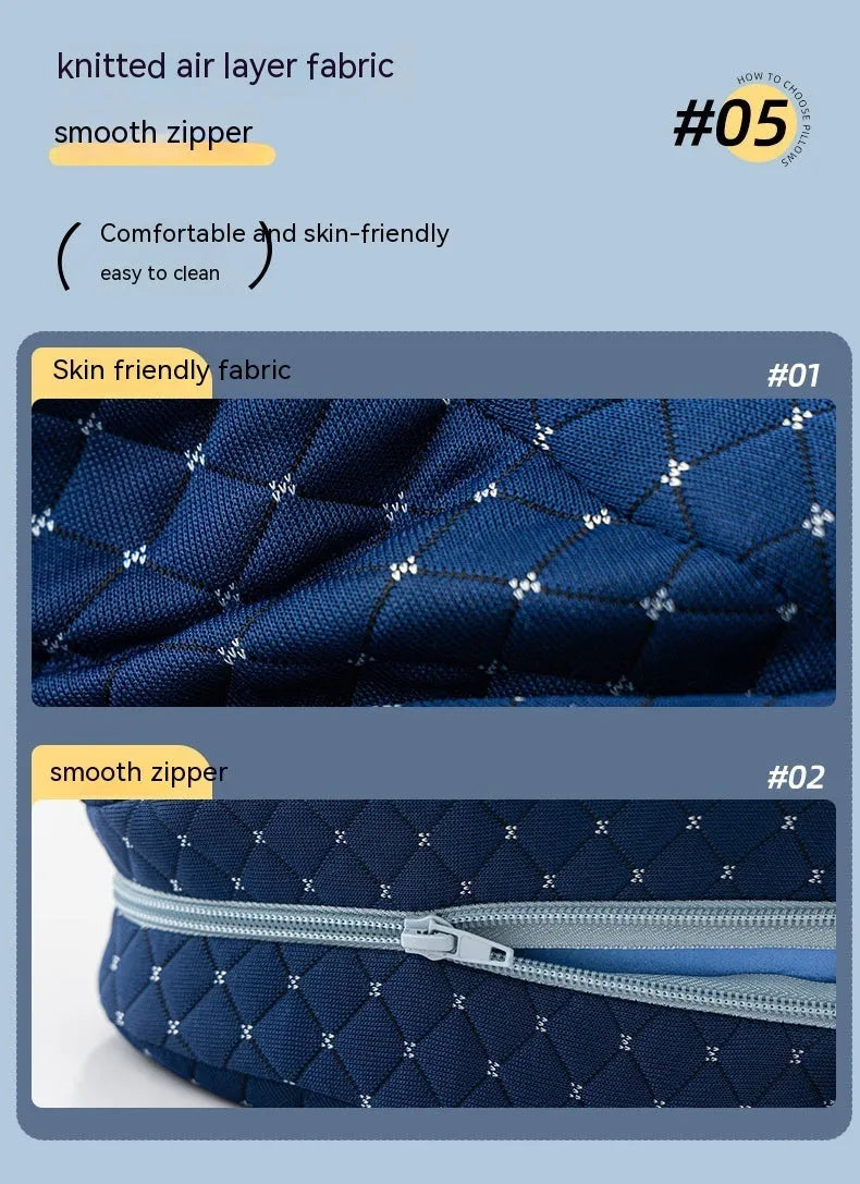 Love heart-shaped memory foam leg pillow in dark blue jacquard colour measuring 25x23x13cm