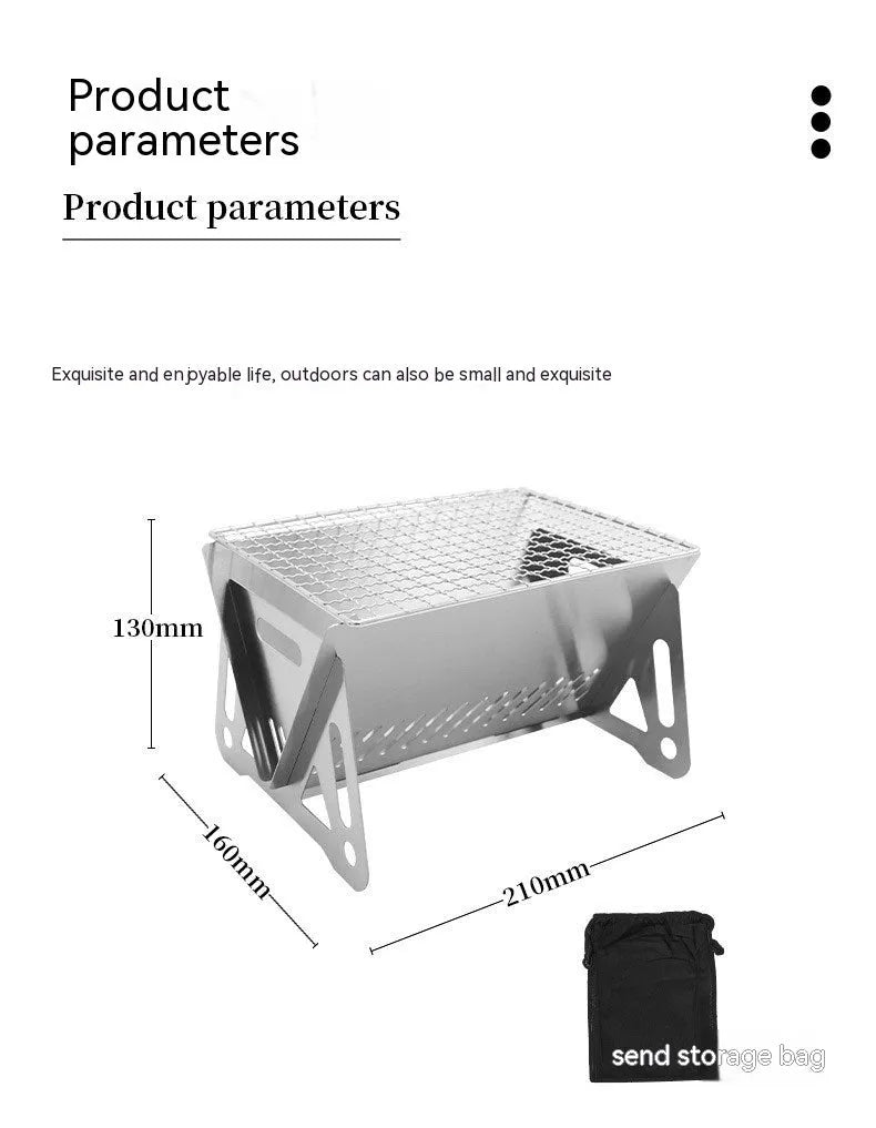 Stainless steel folding barbecue oven with large grill for outdoor cooking