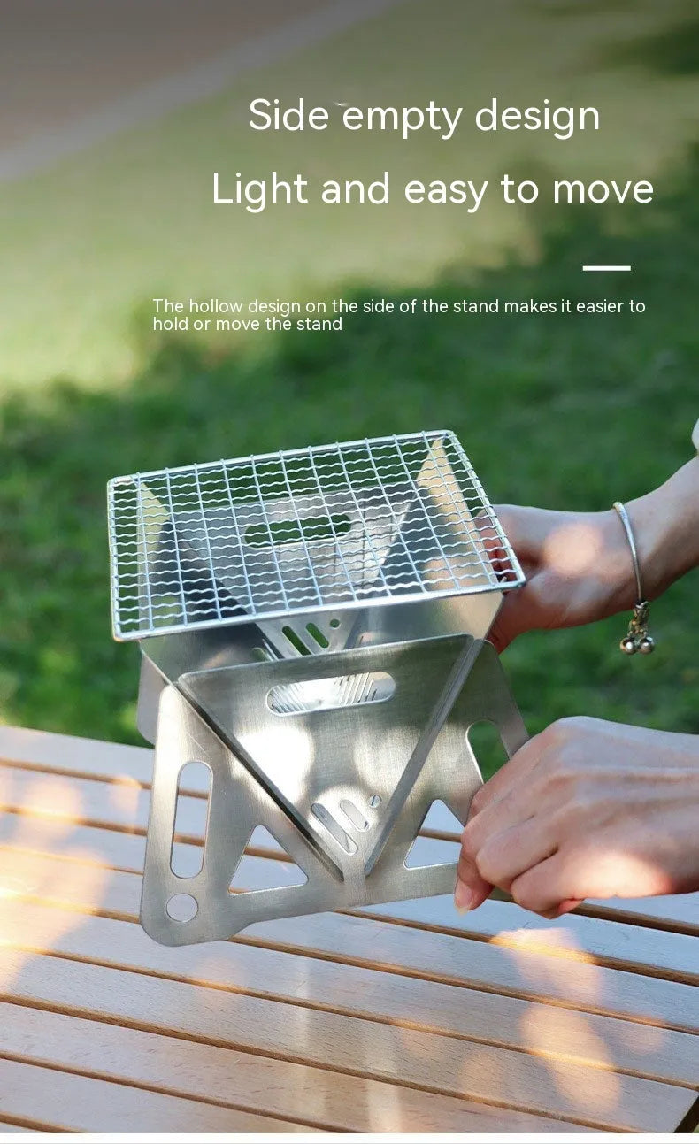Stainless steel folding barbecue oven with large grill for outdoor cooking