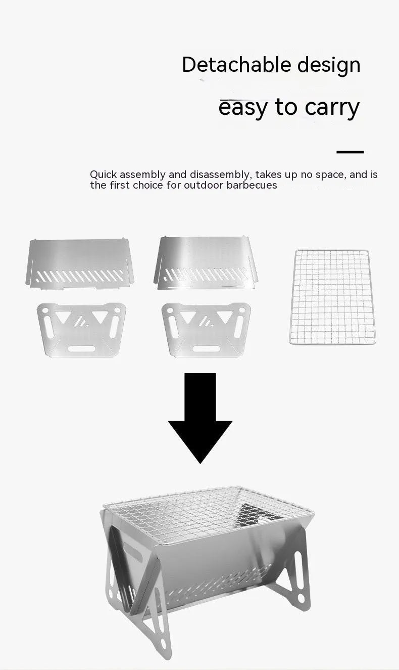 Stainless steel folding barbecue oven with large grill for outdoor cooking