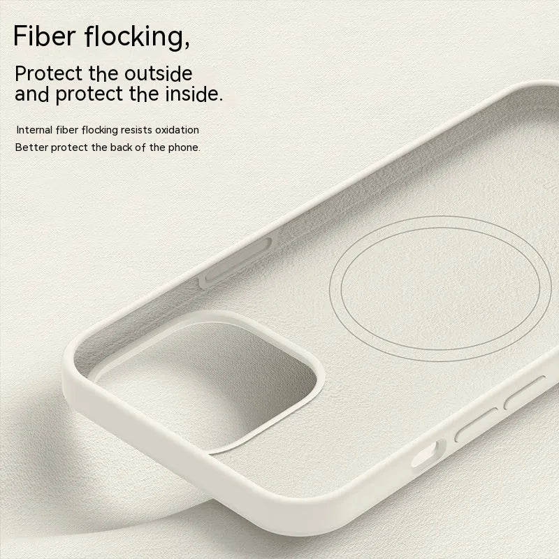 Liquid silicone phone case with frosted finish and magnetic design for iPhone models