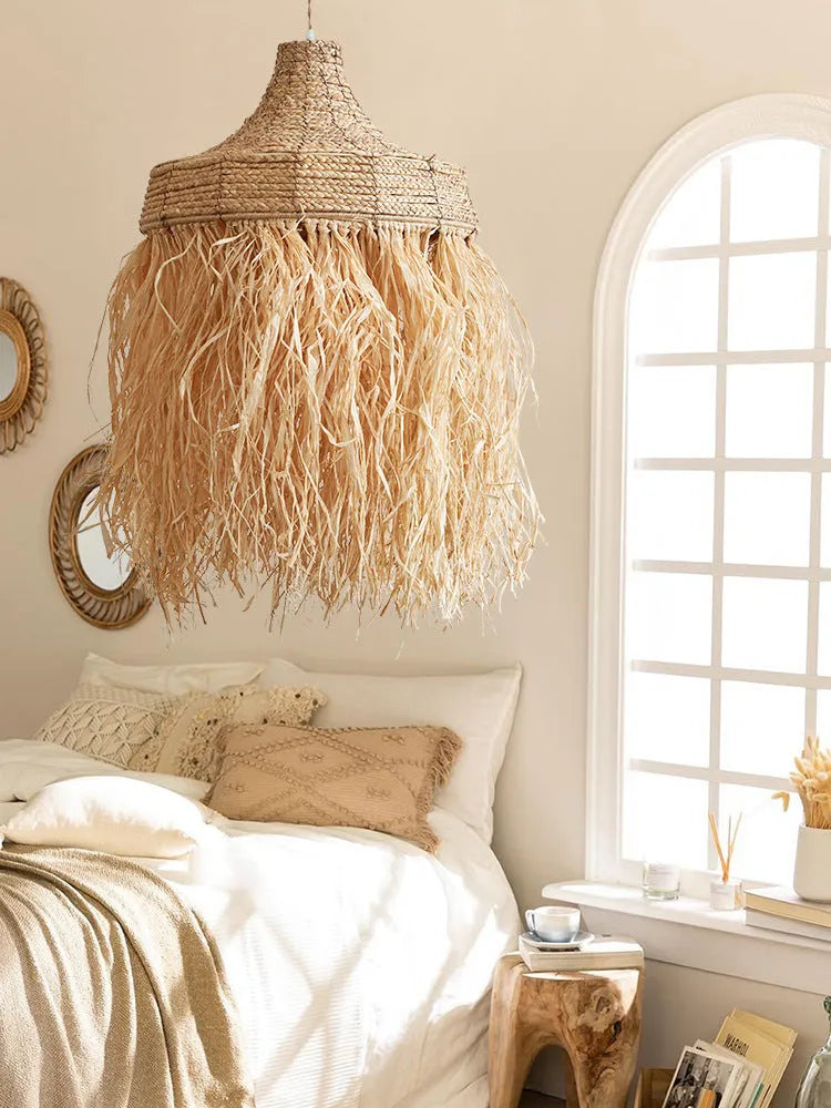 Retro Southeast Asian style restaurant chandelier made from wild vetch and willow with 50cm diameter