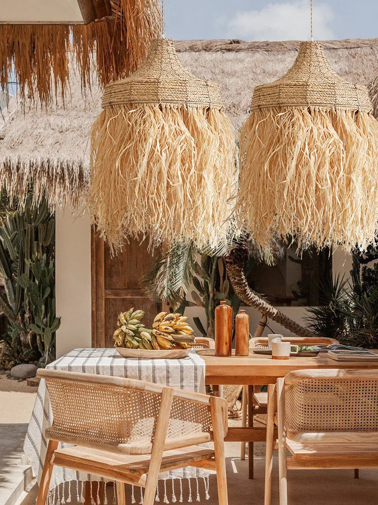 Retro Southeast Asian style restaurant chandelier made from wild vetch and willow with 50cm diameter