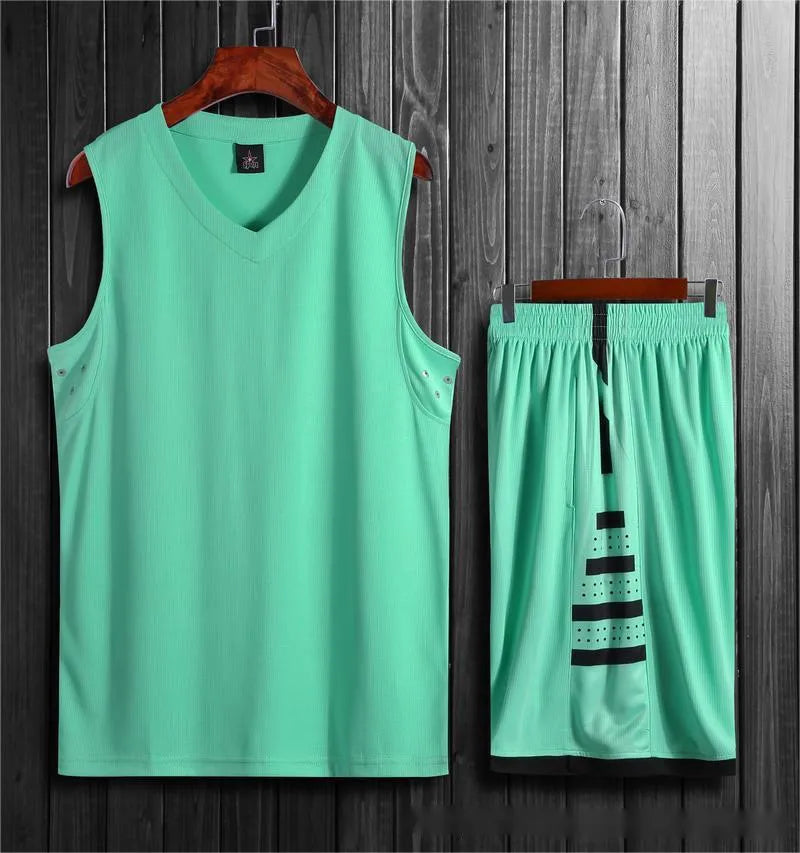 Black and white unisex sports vest and pants set for basketball training and fitness