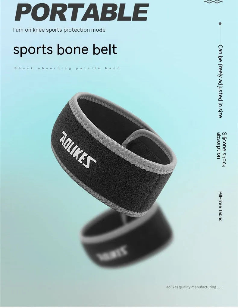 Black and grey patella retinaculum sports knee brace for running and mountaineering protection