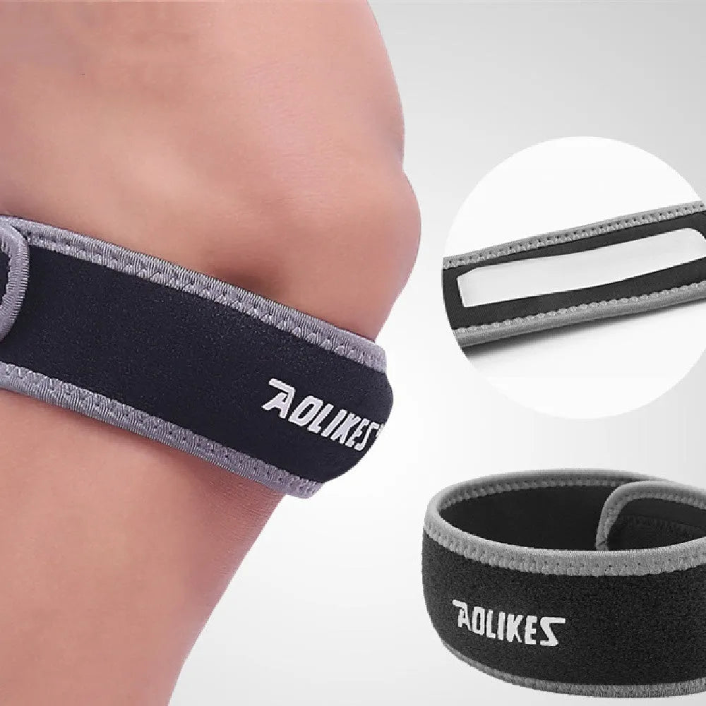 Black and grey patella retinaculum sports knee brace for running and mountaineering protection