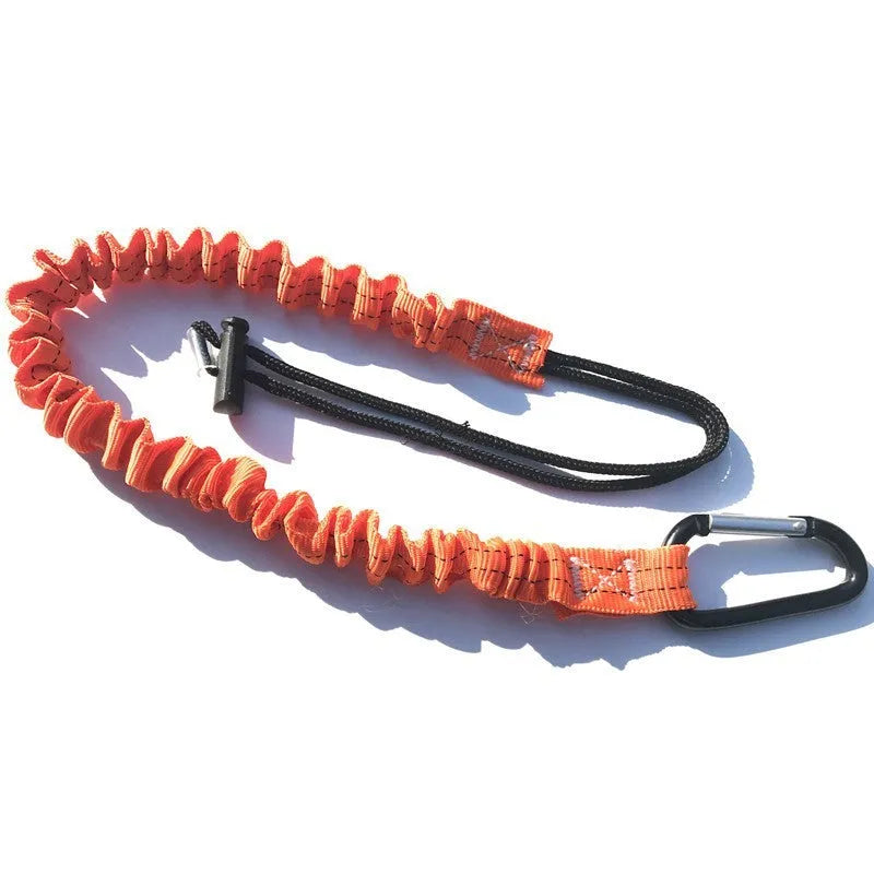 Orange fishing rod safety rope measuring 90cm with elastic anti-separation design