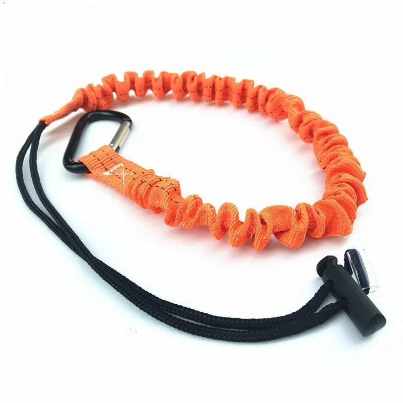 Orange fishing rod safety rope measuring 90cm with elastic anti-separation design