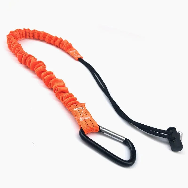 Orange fishing rod safety rope measuring 90cm with elastic anti-separation design
