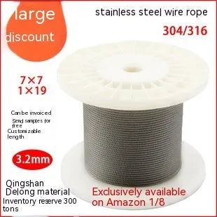 Coiled 304 stainless steel anti-theft security cable with coated finish on a grey background.