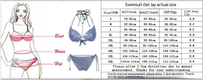 Women's blue printed split bikini swimsuit with top and shorts on mannequin
