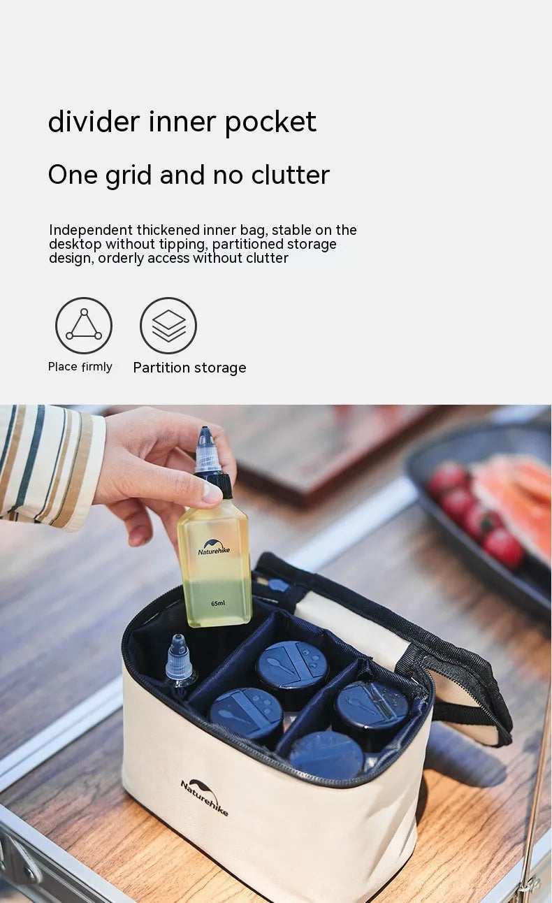 Naturehike six-piece portable plastic seasoning bottle set for outdoor picnics and camping.