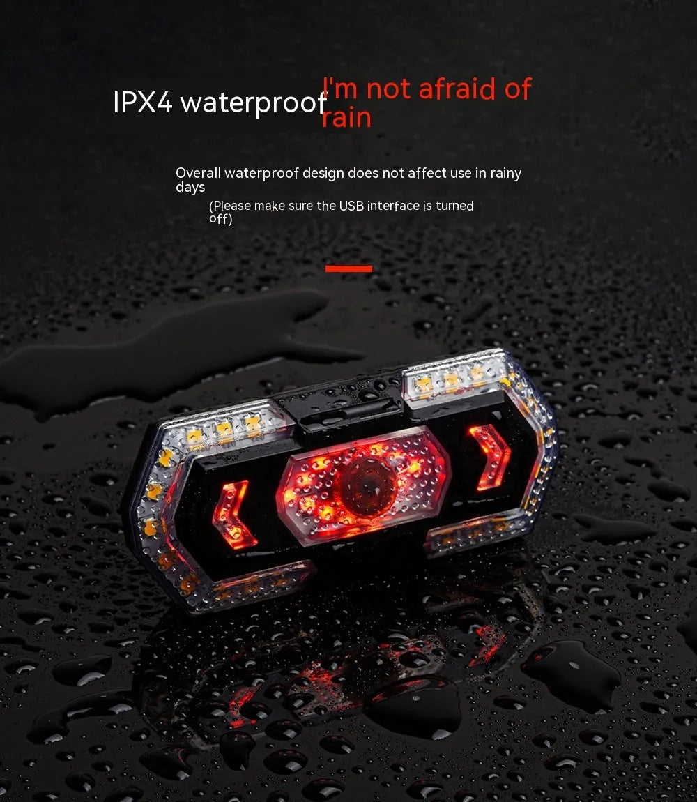 Black wireless remote control motorcycle turn signal taillight with USB charging port