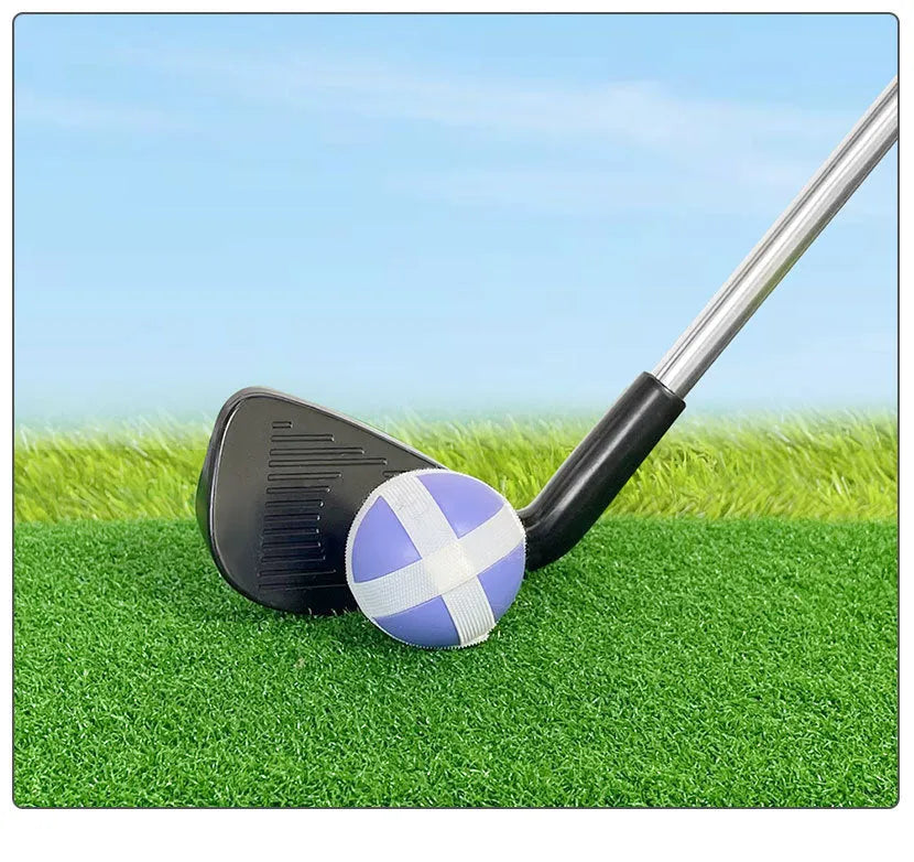 Metal golf club set showing adult and children's sized clubs for outdoor sports practice