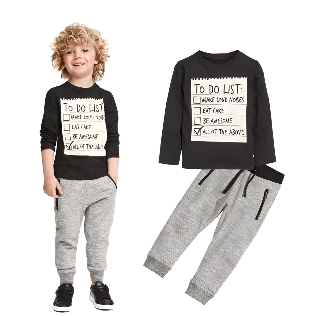 Boys casual cotton clothing set with long sleeve t-shirt and pants for spring autumn seasons