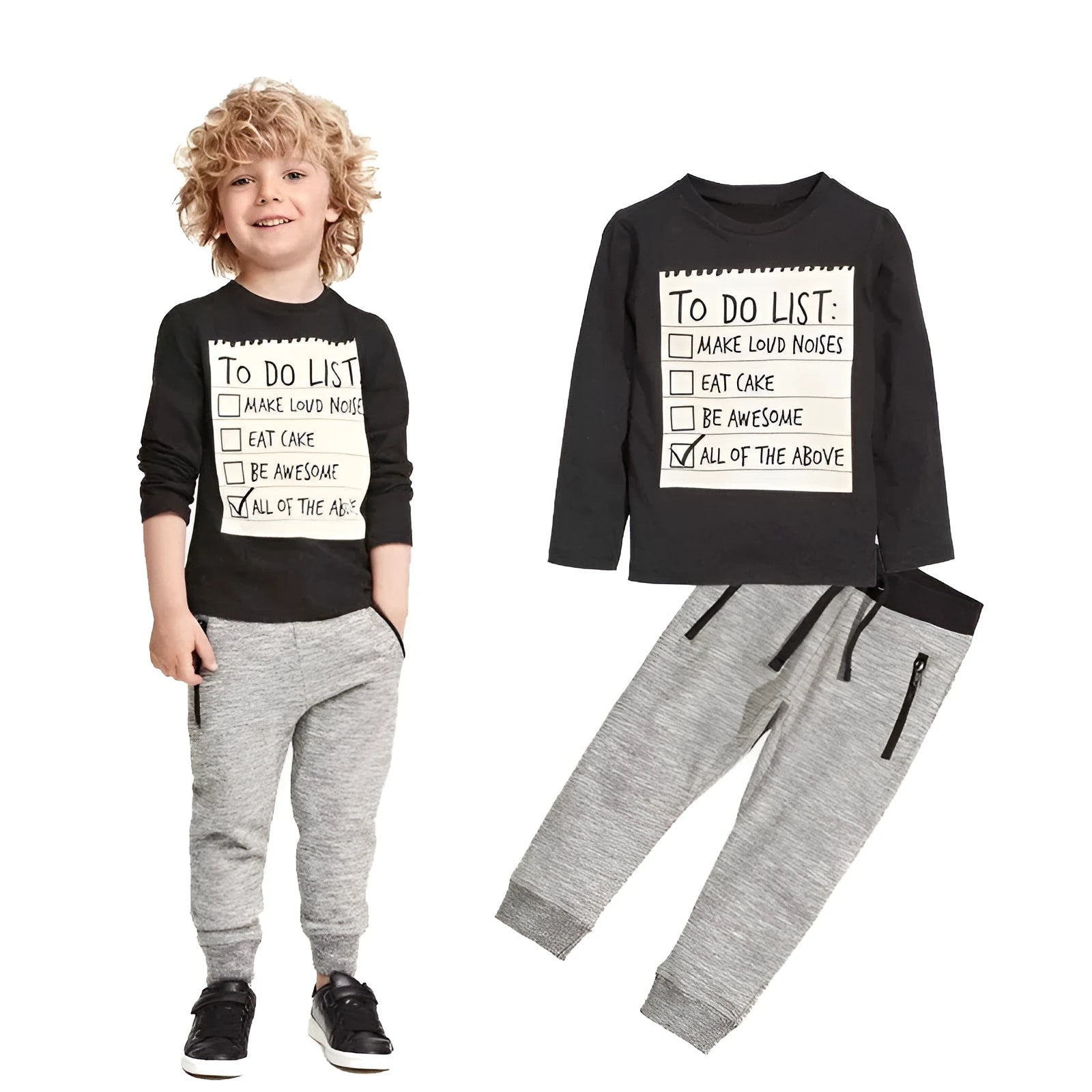 Boys casual cotton clothing set with long sleeve t-shirt and pants for spring autumn seasons