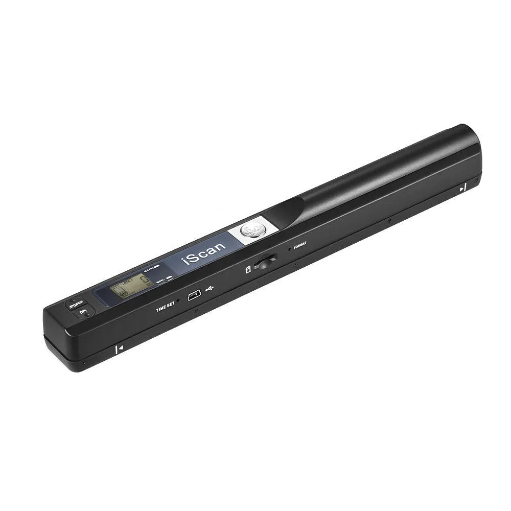 USB handheld barcode scanner in five colour options showing plastic construction with cable connection